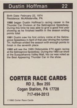 1992 Corter Selinsgrove and Clinton County Speedways #22 Dustin Hoffman Back