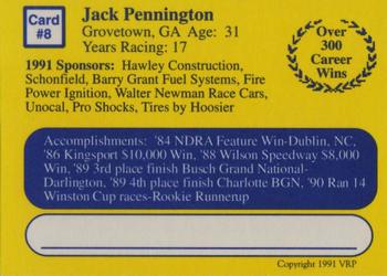 1991 Volunteer Racing Dirt Trax #8 Jack Pennington Back