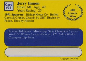 1991 Volunteer Racing Dirt Trax #38 Jerry Inmon Back