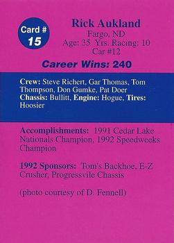 1992 Volunteer Racing Dirt Trax #15 Rick Aukland Back