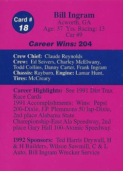 1992 Volunteer Racing Dirt Trax #18 Bill Ingram Back