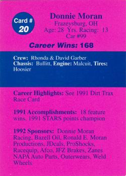 1992 Volunteer Racing Dirt Trax #20 Donnie Moran Back