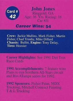 1992 Volunteer Racing Dirt Trax #42 John Jones Back
