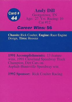 1992 Volunteer Racing Dirt Trax #44 Andy Dill Back