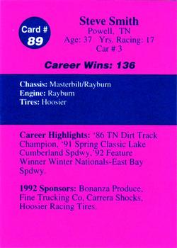 1992 Volunteer Racing Dirt Trax #89 Steve Smith Back