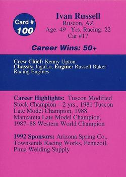 1992 Volunteer Racing Dirt Trax #100 Ivan Russell Back