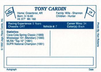 1992 JAGS #13 Tony Cardin Back