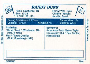 1992 JAGS #20 Randy Dunn Back