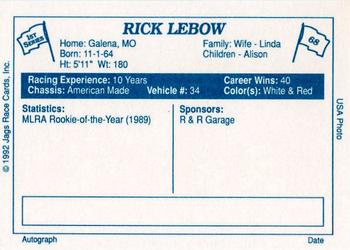 1992 JAGS #68 Rick Lebow Back