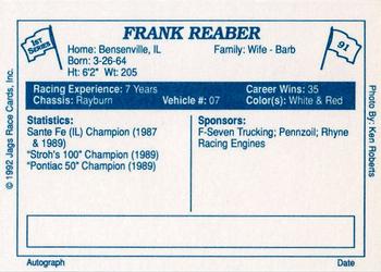 1992 JAGS #91 Frank Reaber Back