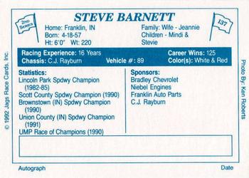 1992 JAGS #137 Steve Barnett Back