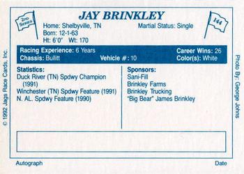 1992 JAGS #144 Jay Brinkley Back