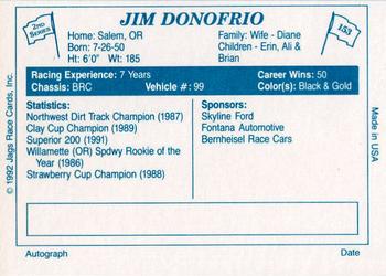 1992 JAGS #153 Jim Donofrio Back
