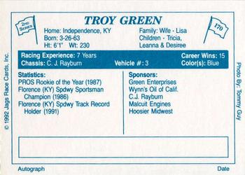 1992 JAGS #170 Troy Green Back