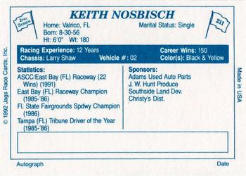 1992 JAGS #211 Keith Nosbisch Back