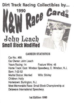 1990 K & W Dirt Track #NNO John Leach Back
