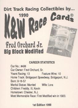 1990 K & W Dirt Track #NNO Fred Orchard Jr. Back