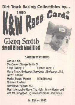 1990 K & W Dirt Track #NNO Glenn Smith Back