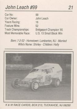 1992 K & W Dirt Track #21 John Leach Back