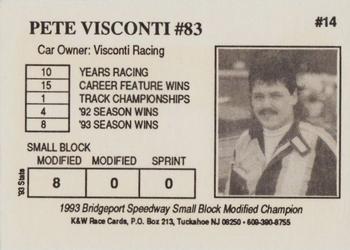 1994 K & W Dirt Track #14 Pete Visconti Back