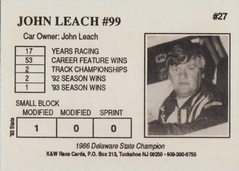 1994 K & W Dirt Track #27 John Leach Back