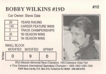 1995 K&W Dirt Track #10 Bobby Wilkins Back