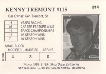 1995 K&W Dirt Track #14 Kenny Tremont Back