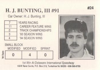 1995 K&W Dirt Track #24 H.J. Bunting III Back