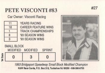 1995 K&W Dirt Track #27 Pete Visconti Back