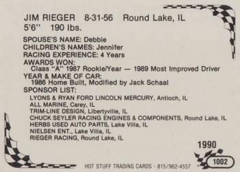 1990 Hot Stuff #1002 Jim Rieger Back