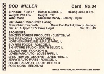 1991 Langenberg Hot Stuff Rockford Speedway #34 Bob Miller Back
