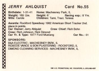 1991 Langenberg Hot Stuff Rockford Speedway #55 Jerry Ahlquist Back