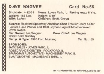 1991 Langenberg Hot Stuff Rockford Speedway #56 Dave Wagner Back
