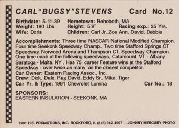 1991 Langenberg Hot Stuff Seekonk Speedway #12 Carl Stevens Back