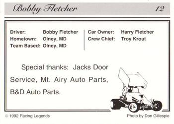 1992 Racing Legends Sprints #12 Bobby Fletcher's Car Back