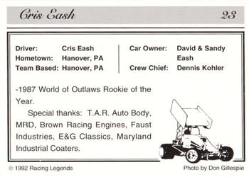 1992 Racing Legends Sprints #23 Cris Eash's Car Back