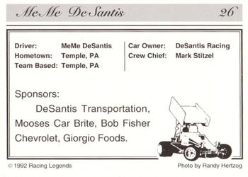 1992 Racing Legends Sprints #26 Me Me DeSantis' Car Back