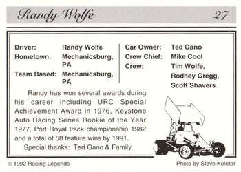 1992 Racing Legends Sprints #27 Randy Wolfe's Car Back