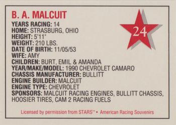 1992 Stars Go Mart #24 B.A. Malcuit Back