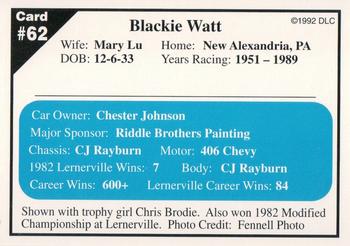 1992 Donny's Lernerville Speedway Part 1 #62 Blackie Watt Back