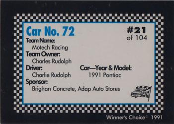 1991 Winner's Choice Modifieds  #21 Charlie Rudolph's Car Back