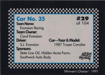 1991 Winner's Choice Modifieds  #29 S.J. Evonsion's Car Back