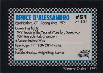 1991 Winner's Choice Modifieds  #51 Bruce D'Alessandro Back
