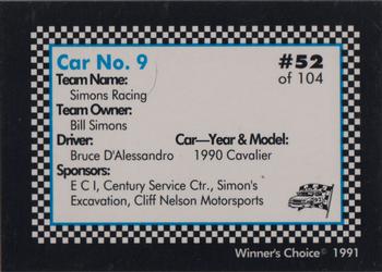 1991 Winner's Choice Modifieds  #52 Bruce D'Alessandro's Car Back