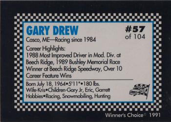1991 Winner's Choice Modifieds  #57 Gary Drew Back