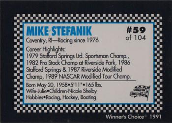 1991 Winner's Choice Modifieds  #59 Mike Stefanik Back