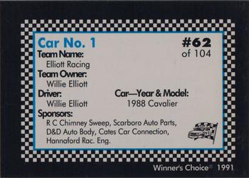 1991 Winner's Choice Modifieds  #62 Willie Elliott's Car Back