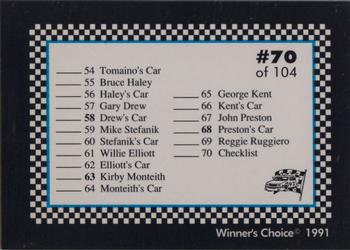 1991 Winner's Choice Modifieds  #70 Checklist Back