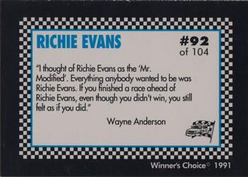1991 Winner's Choice Modifieds  #92 Richie Evans' Car/One of Many Early Wins Back