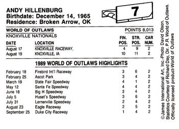 1989 World of Outlaws #7 Andy Hillenburg Back